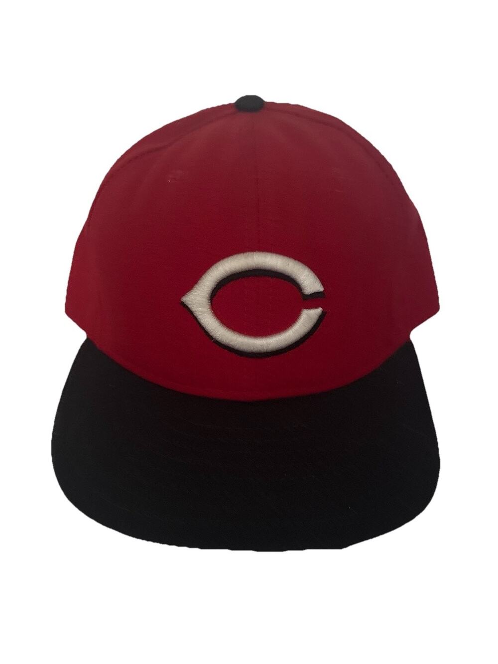 Vintage Cincinnati Reds Hat Mens 7 1/2 Red/Black New Era Made In USA Wool